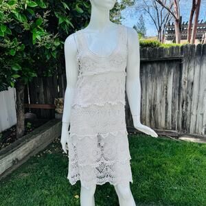 Blue Island Cream Crochet Lace Swimsuit Coverup Size S/M
